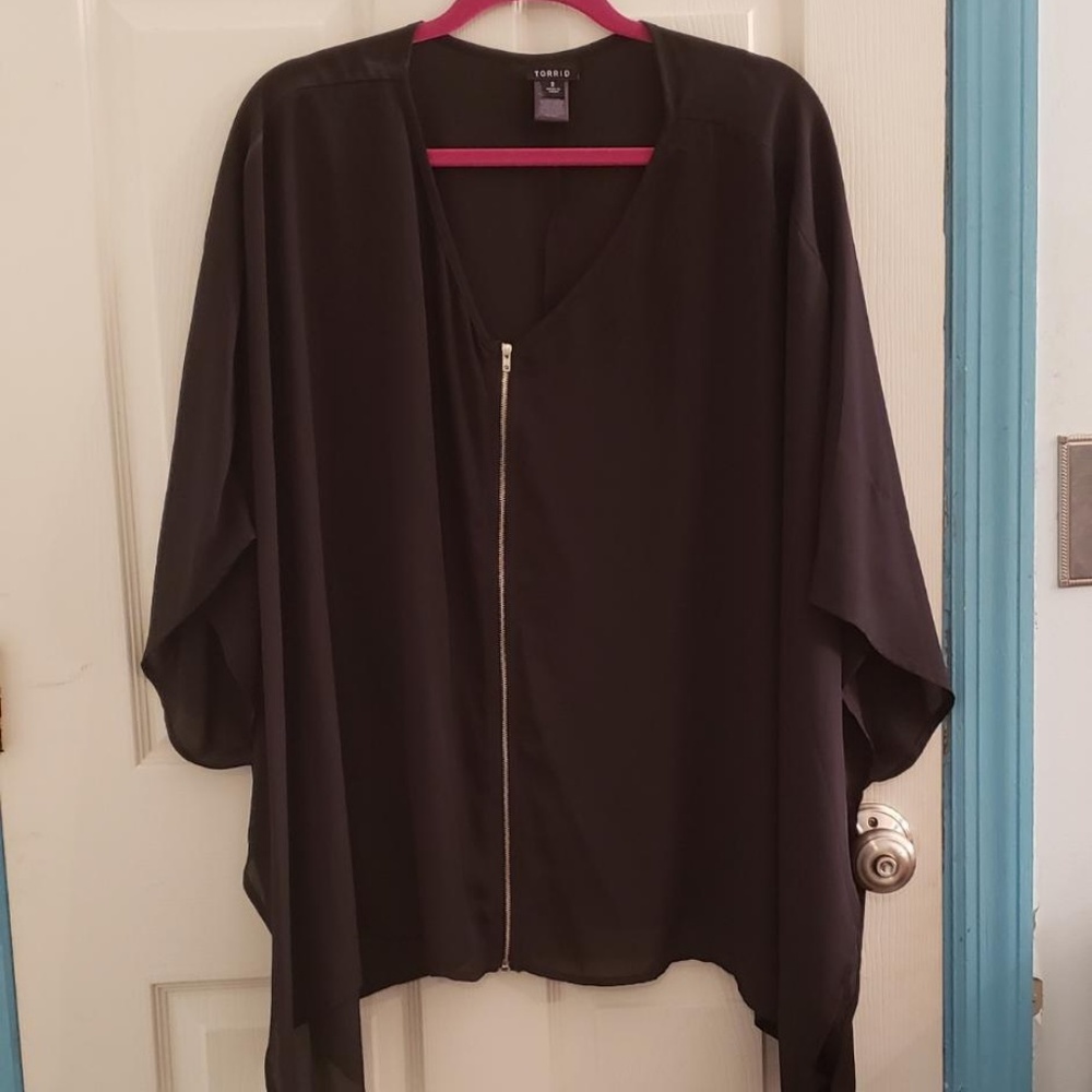 Torrid Sheer Black Batwing Top